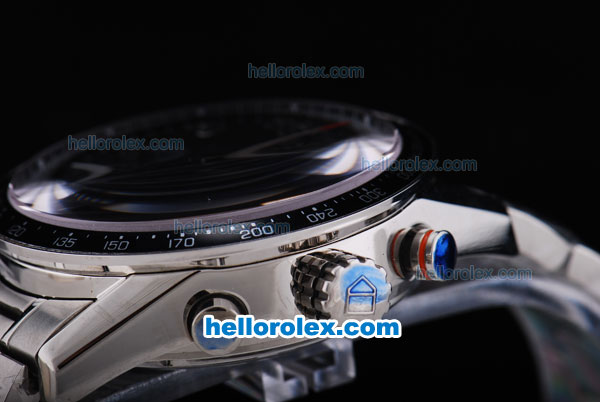Tag Heuer Carrera Calibre 16 Asia Valjoux 7750 Chronograph with Black Dial and Bezel-Big Calendar - Click Image to Close